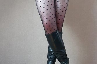 Sissy slut in leather boots skirt and pantyhose jerking off tease crossdresser slave femboy