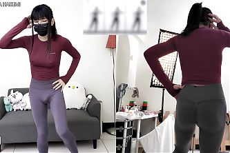 HA38The vibrator inserted into anal and exercised in yoga pants! Lets dance aerobics together!