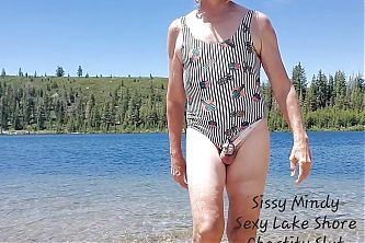 SISSYMINDY Lakeside Swimsuit chastity cage dance